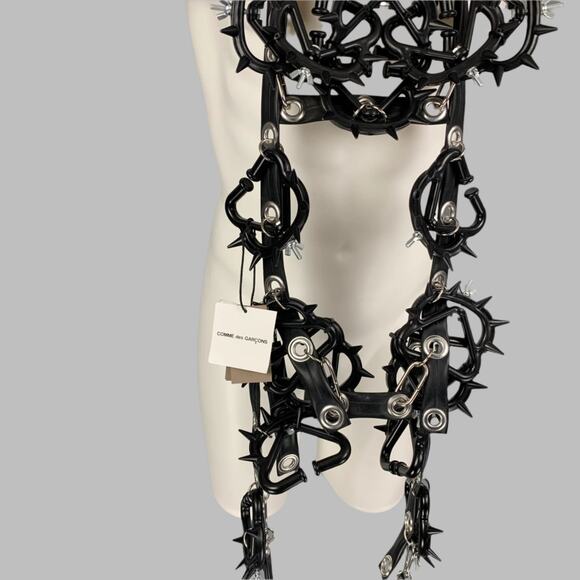 COMME des GARCONS HOMME FW 2019 Black Silver PVC Rubber Harness Necklace - Picture 2 of 5